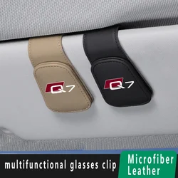 Car Eyeglass Holder Glasses Storage Clip For audi Q7 with logo Car Sunglasses Holder Interior Organize Multifunction Accessories