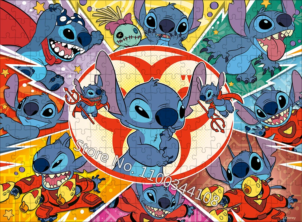 Disney Lilo & Stitch จิ๊กซอว์ปริศนา 200/300/500/1000 ชิ้นกระดาษปริศนาไม้ผู้ใหญ่ Decompression เกม Leisure ของเล่นคอลเลกชัน