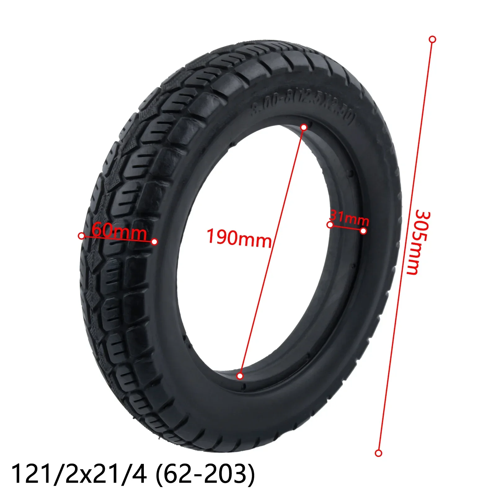 

Accessories Hot Sale Replacement Tire Solid Tyre Non-inflatable Practical Rubber 1180g 12 1/2X2 1/4 12 Inch Black