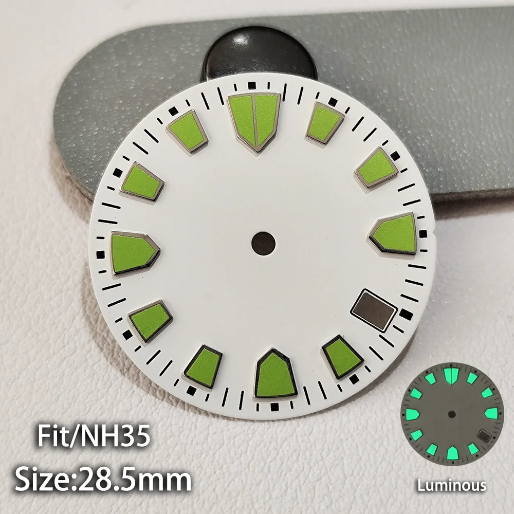 

Retro Yellow Scale Watch Dials Fit For NH35 or NH36 28.5mm Diameter Green/Blue Luminous Single/Dual Calendar Watch Accessories