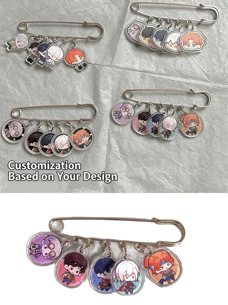 Acrylique personnalisé Photo pendentif broches broche votre image personnalisé dessin animé Cutecore broches cadeau étiquette accessoires personnalisés