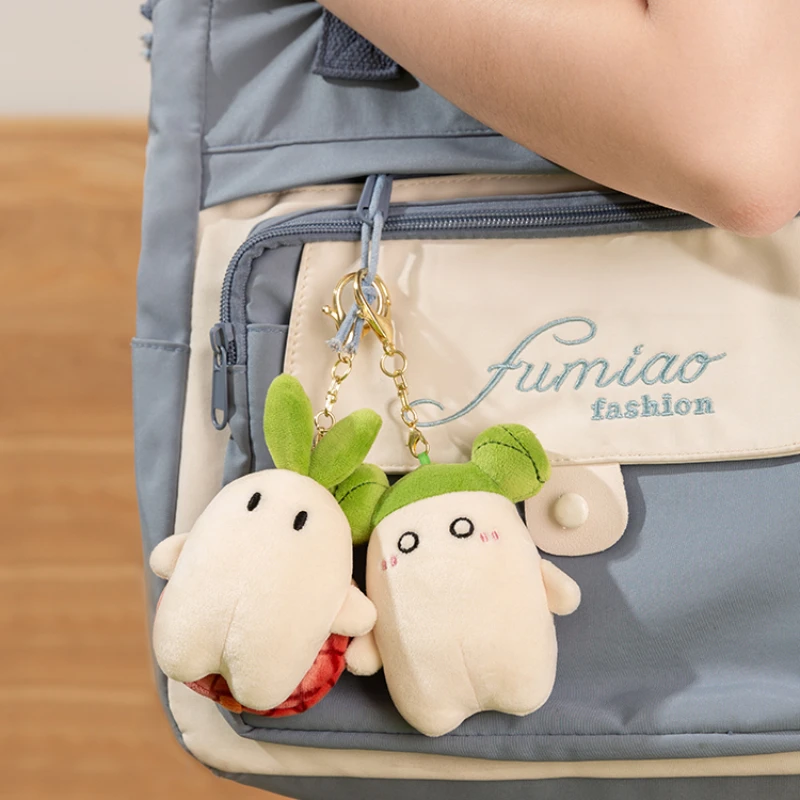 Funny Plush Vegetable Doll Keychain Cartoon Daikon Stuffed Keyring for Bag Pendant Kawaii Keyrings for Women's Car Key Chain