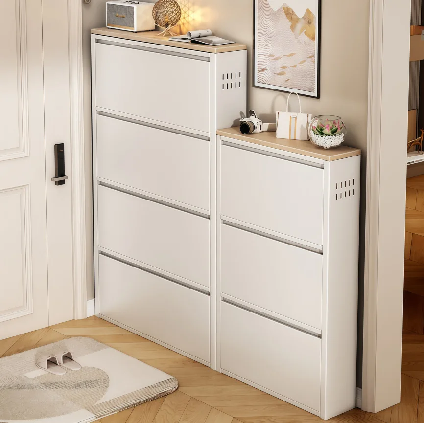 Steel tipping bucket shoe cabinet door integrated cabinet 15cm wide entrance cabinet living room iron