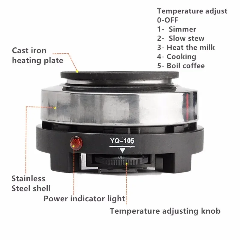 Mini estufa eléctrica de 500W, placa caliente, placa de cocina multifunción, calentador de café y té, electrodoméstico, placas calientes para Cocina