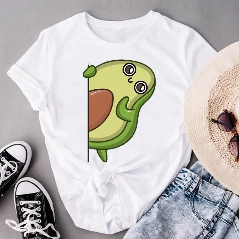 Women Short Sleeve Love Avocado New Lovely Clothes Print Tops Fashion Lady Tees Female O-neck Summer Tshirt Graphic T-Shirt