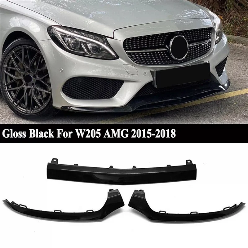 

3Pcs/Set Front Bumper Lower Lip Splitter Trim For C-Class W205 15-18 2058851474 A2058851574 A2058852500