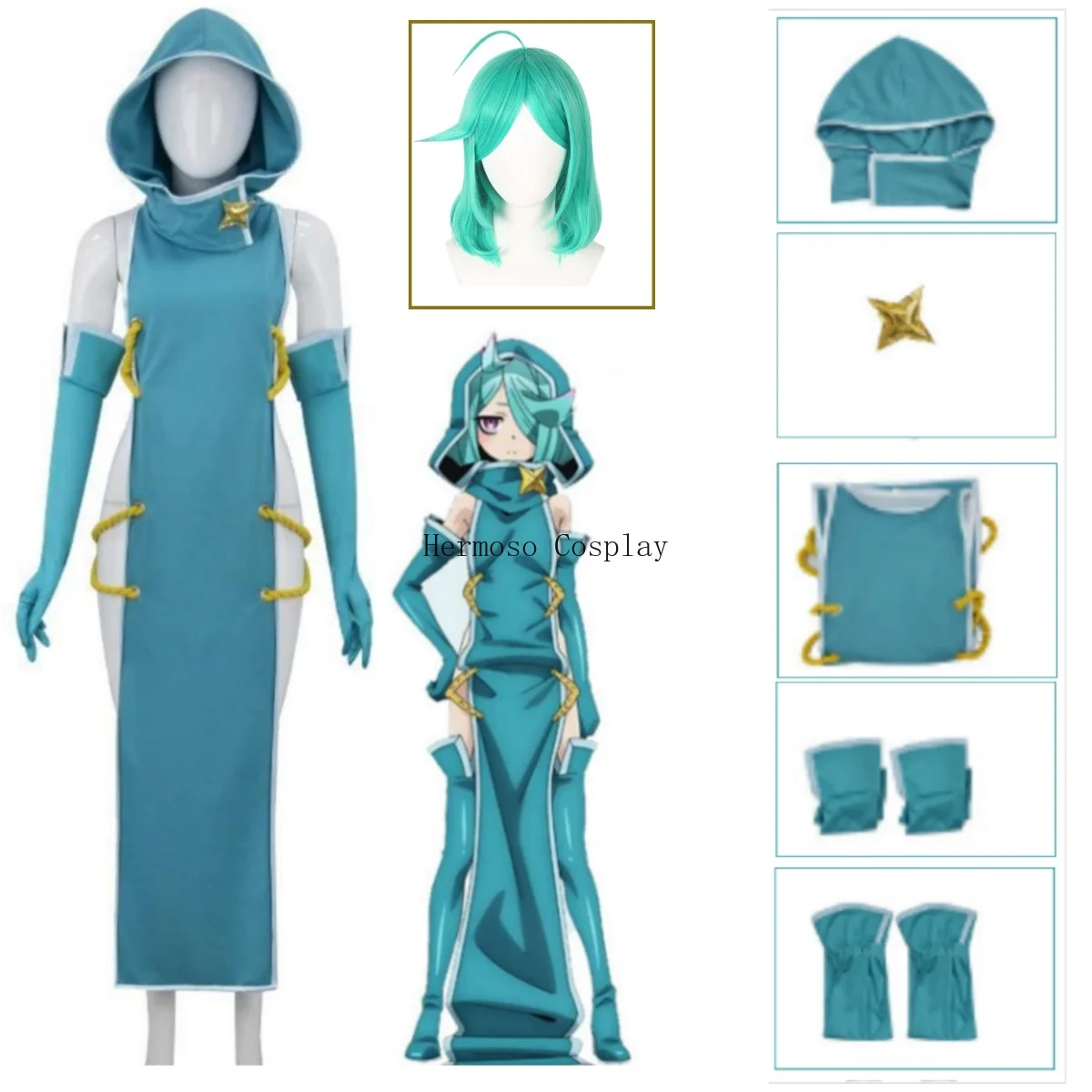 

Leberblume Anemone Cosplay Anime Gushing Over Magical Girls Costume Wig Anemo Nemo Combat Uniform Long Sexy Uniform Dress