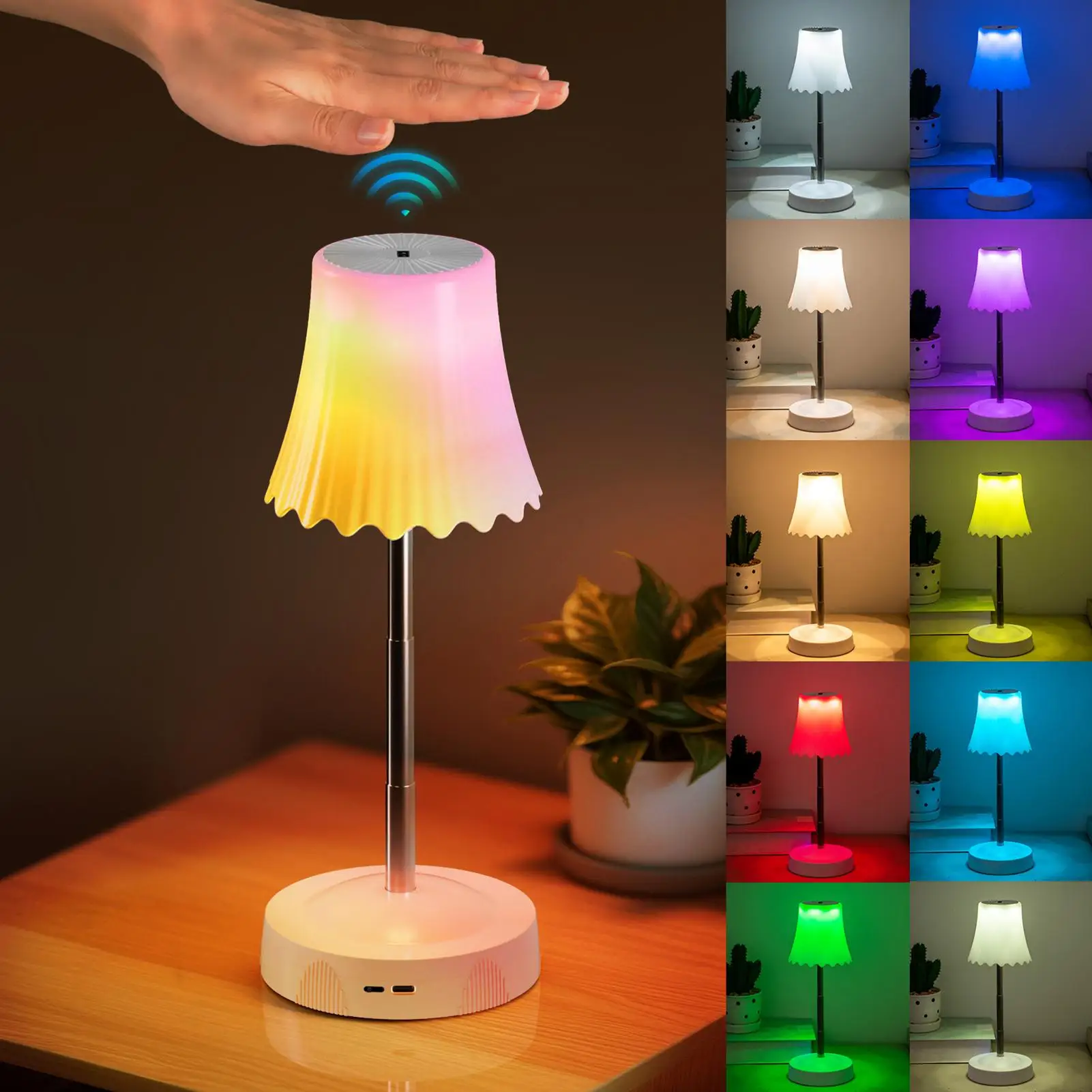 Rechargeable Desk Lamp Smart Cordless Adjustable Height Ambient Light Restaurant Table Lamp For Bedroom Restaurant Shower Living