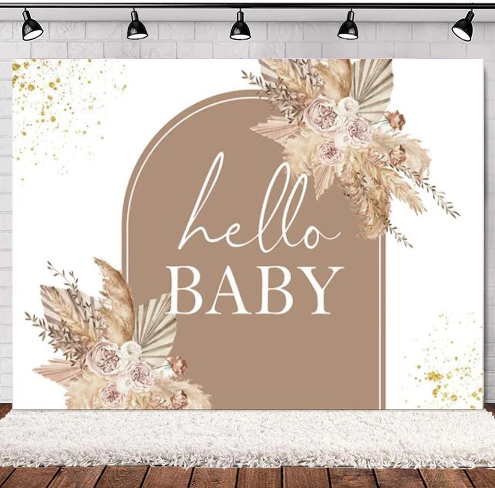 

Photography Backdrop Pampas Grass Background Banner For Baby Shower Theme Decoration Hello Baby Floral Boho Party Supplies