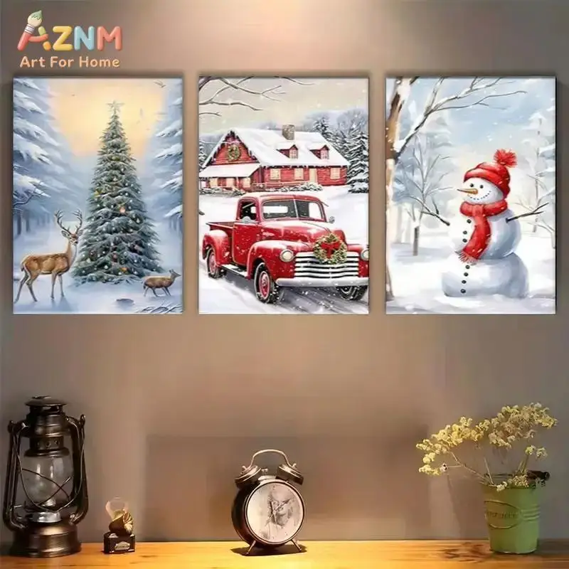 1pc/3pcs Rustic Christmas winter scene Theme Canvas Painting Suitable for Christmas, Winter Luxury Indoor Decoration
