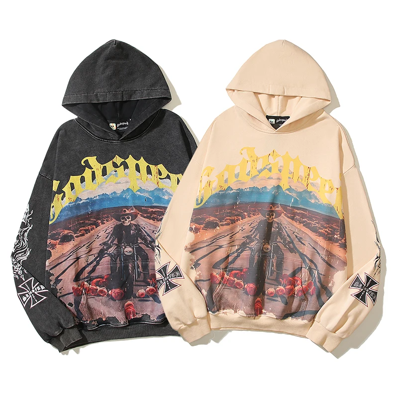 Godspeed Hip Hop Hoodie Street Sle Sport Casual Loose Pure Cotton Hooded Sweatirt for Men And Women Couples Youth