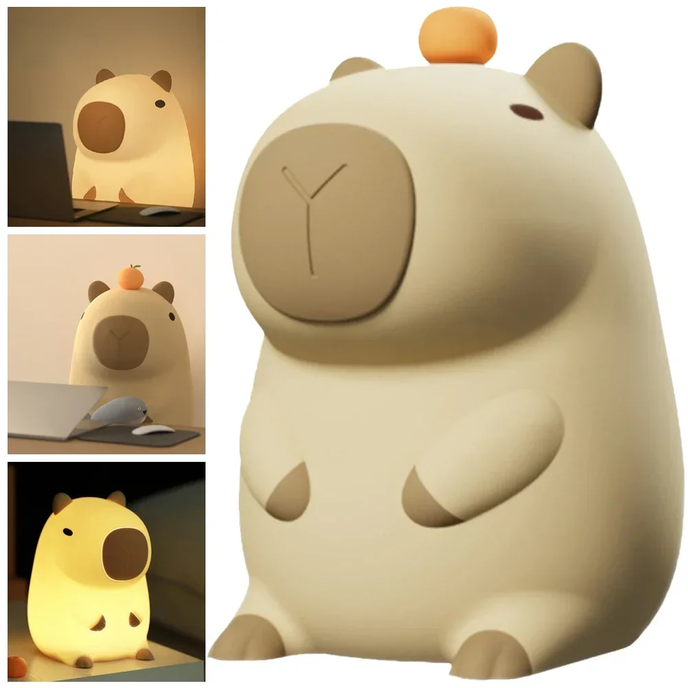 Cute Desktop Light Rechargeable Capybara Atmosphere Light Silicone Capybara Shape Nursery Lights for Children Room Decor