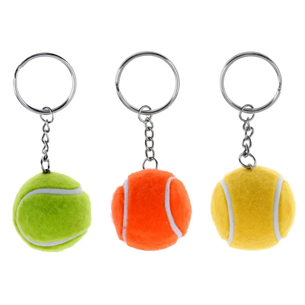 Metallic Keychain with Tennis Ball Pendant Souvenir Gift for