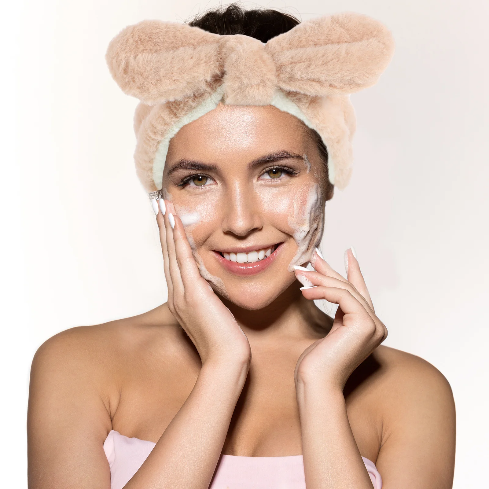 

Повязка на голову для ухода за кожей с кроличьими ушками, повязка для волос для макияжа, повязка для мытья лица, мягкая дышащая повязка на голову для спа-салона для лица, повязка на голову для ухода за кожей