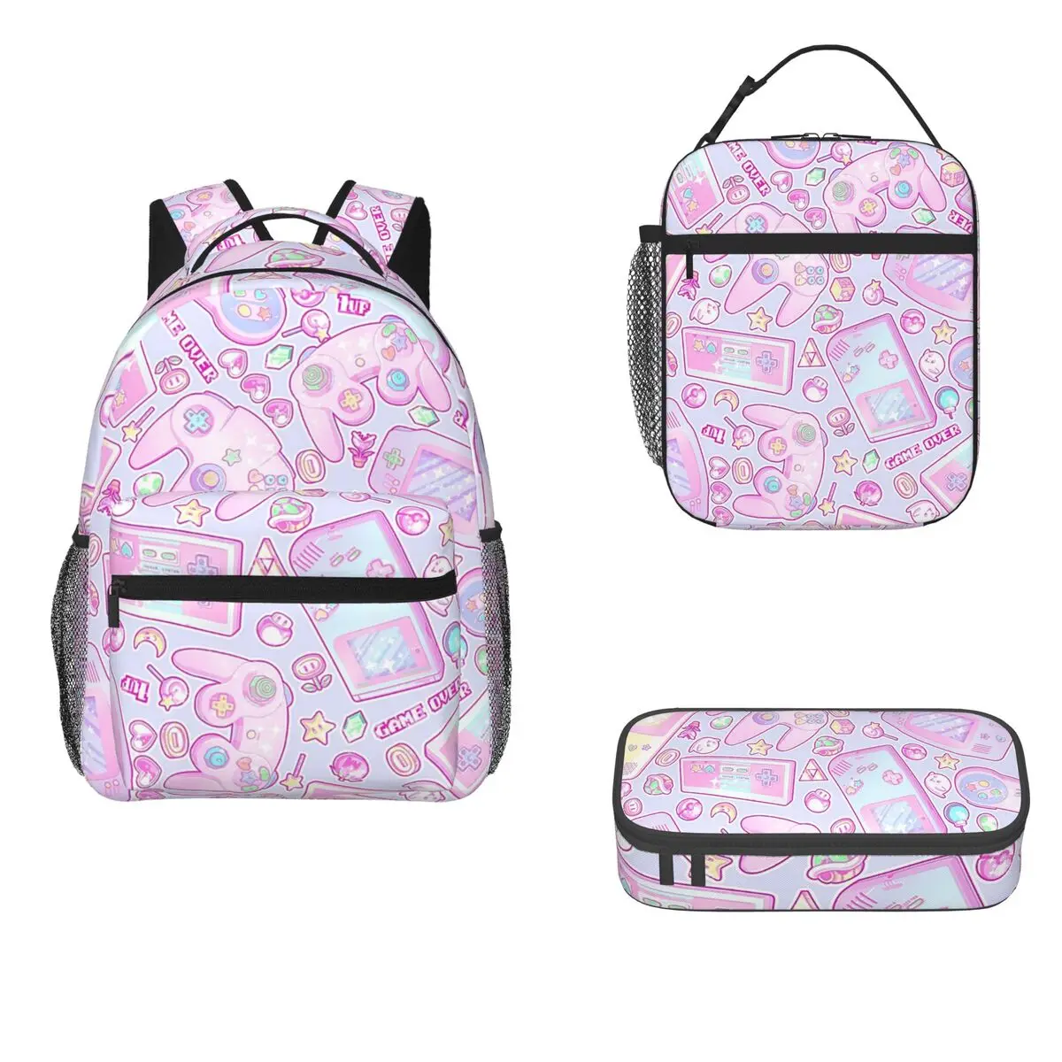 

Game Over Backpacks Boys Girls Bookbag Children School Bags Cartoon Kids Rucksack Lunch Bag Pen Bag Three-Piece Set