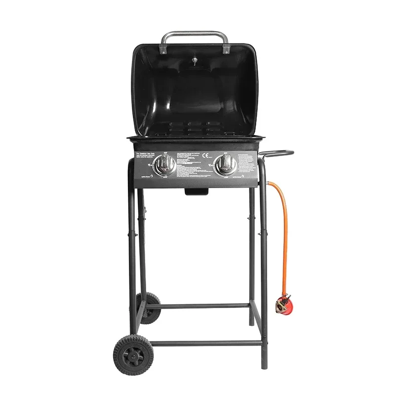 Outdoor Kitchen Cooking Portable Foldable Charcoal Gas grill Camping Outdoor Barbecue BBQ Grills with Trolley