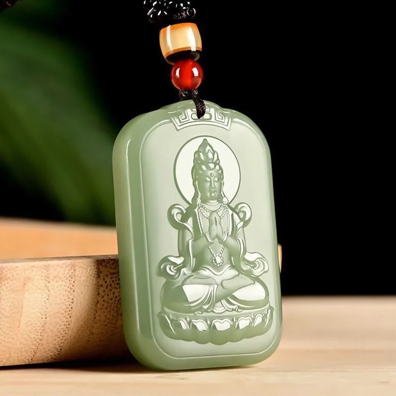 

Elegant Natural Sapphire Guanyin Brand Pendant