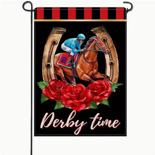 Bandera de Jardín de Carreras de Caballos del Derby de Kentucky - Doble Cara, Arpillera de Alta Calidad GJN NNP LLP