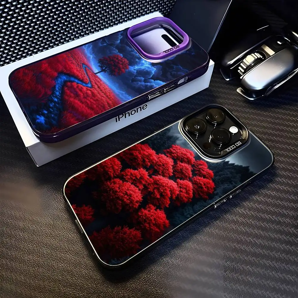 

Deep Red And Black Phone Case For iPhone 16,15,14,13,12,11,Mini,Pro,MAX Purple Matte Shockproof Cover