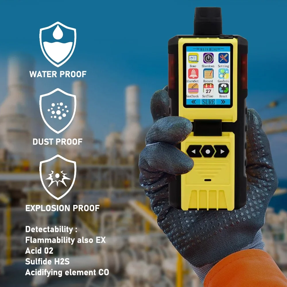 Lango Handheld 6 in 1 Ex O2 Co H2s CO2 So2 No No2 Portable Multi Gas Detector with External Pump