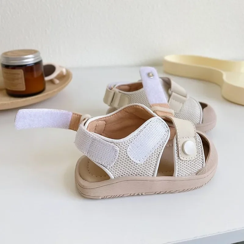 2023 New Summer Baby Shoes Mesh Breathable Toddler Kids Sandals Infant Footwear Shoes Closed Toe Little Girls Boys Sandals Beach