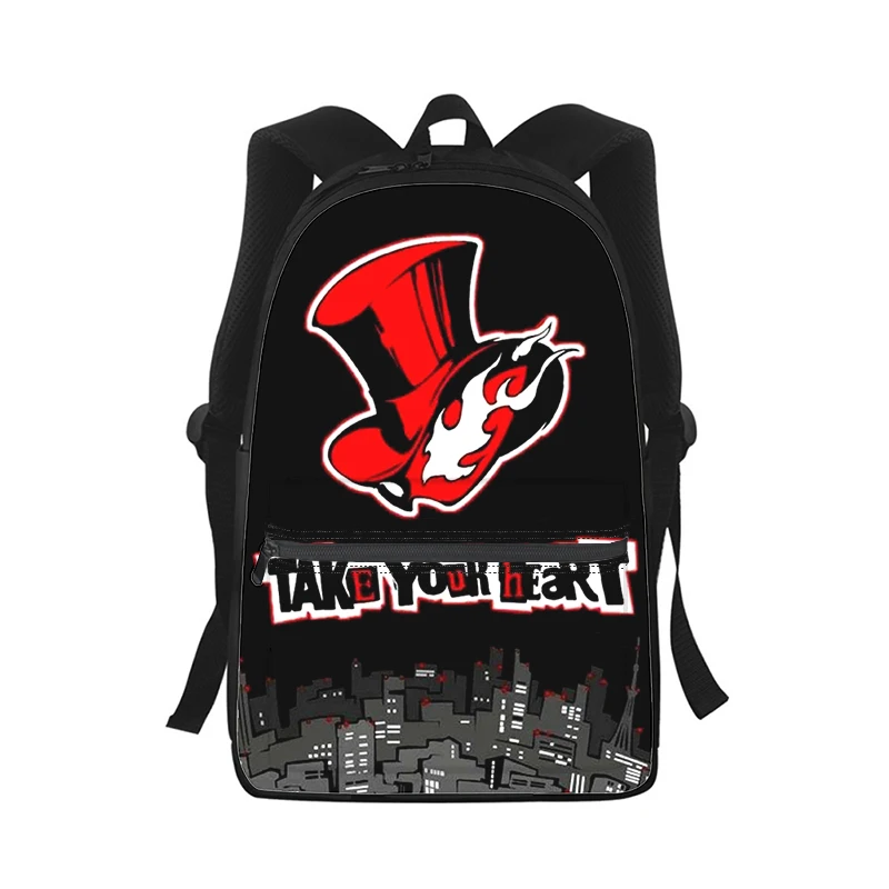 Persona 5-Mochila Masculina e Feminina, Estampada em 3D, Mochila Escolar Estudante, Mochila Laptop, Bolsa de Ombro para Crianças, Leve Seu Coração, P5