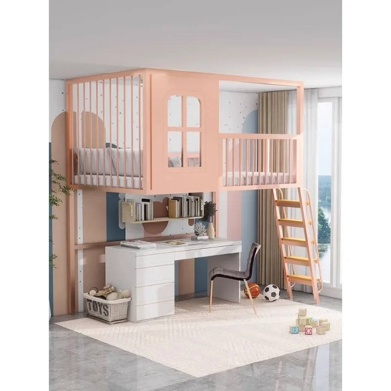 Loft type second floor elevated Duplex tree house princess bed Children's half-height