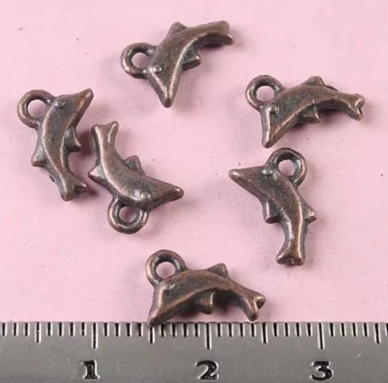 

50pcs 11*8mm antiqued copper dolphin desingn charms for jewelry making HWH1793