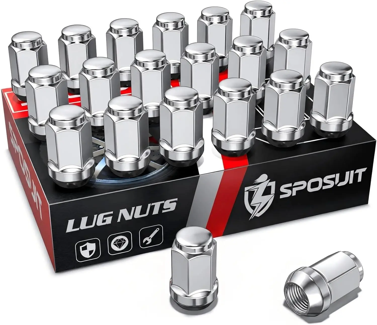 

M12x1.5 Lug Nuts 20Pcs Closed End Chrome - Replacement for Honda Civic Accord CR-V HR-V