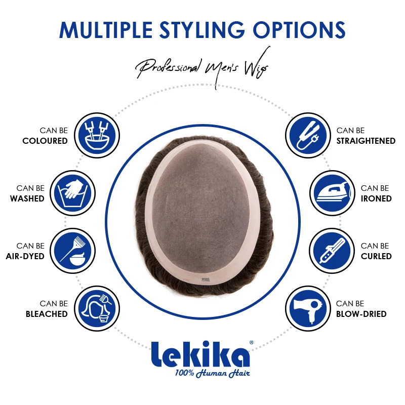 مضاد للجراثيم الشعر المستعار أحادية الرجال الشعرية الاصطناعية 6 ''خصلات الشعر المستعار الإنسان للرجال مريحة الذكور الشعر الاصطناعية شعر مستعار دائم