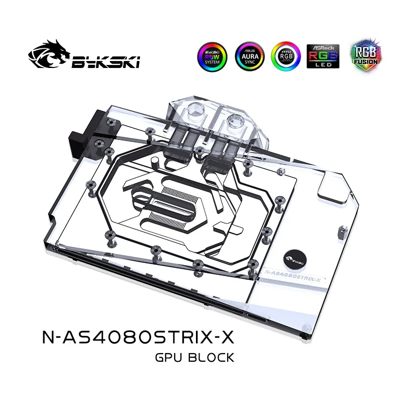 Bykski N-AS4080STRIX-X GPU كتلة تبريد المياه لألعاب ASUS TUF /ROG Strix GeForce RTX 4080 Super / غطاء كامل مع لوحة خلفية