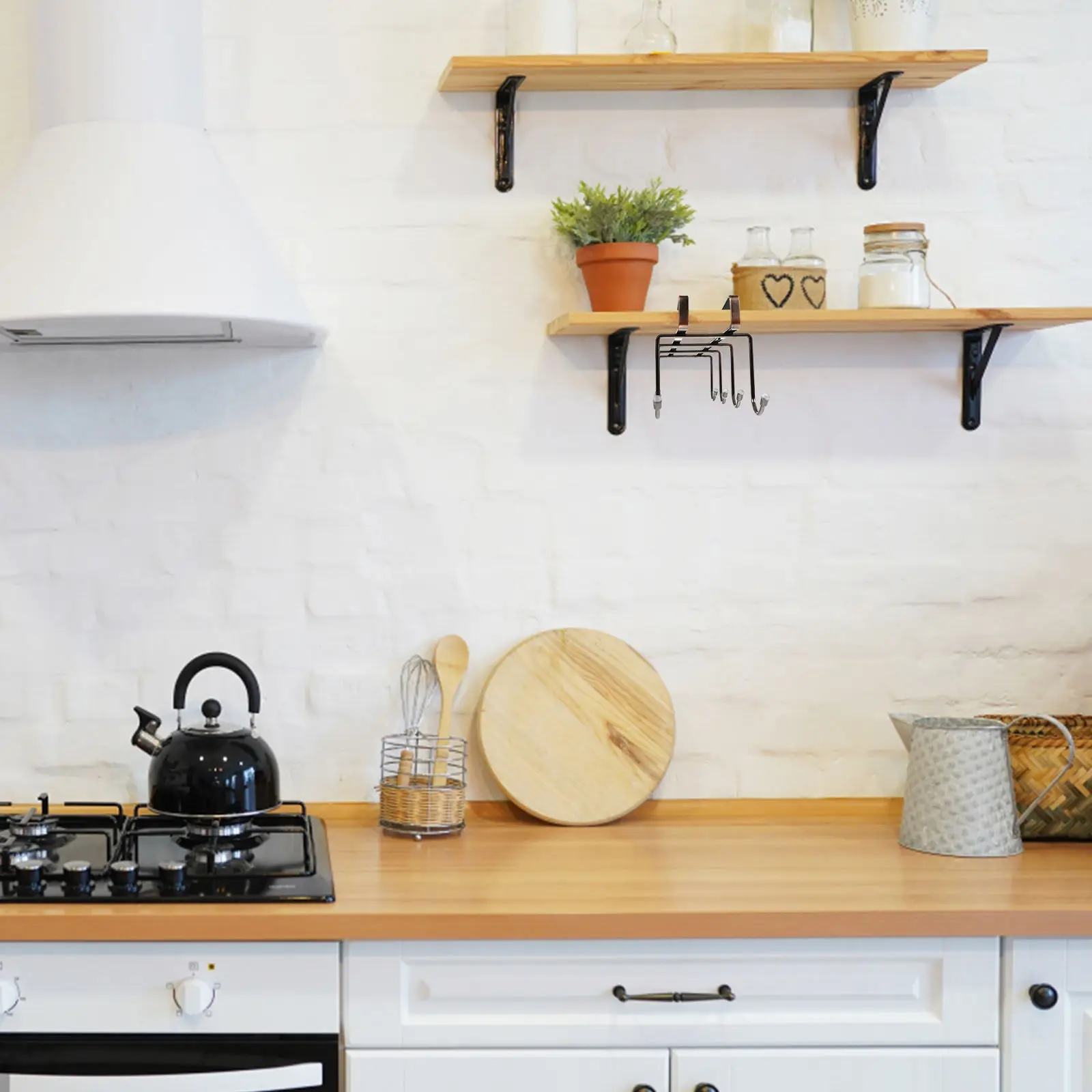 Multi-Functional Draining Hanging Rack Punch Free Iron Cooker Hanger Kitchen Storage Shelf Cabinet Bottom Hook Cooking Utensil