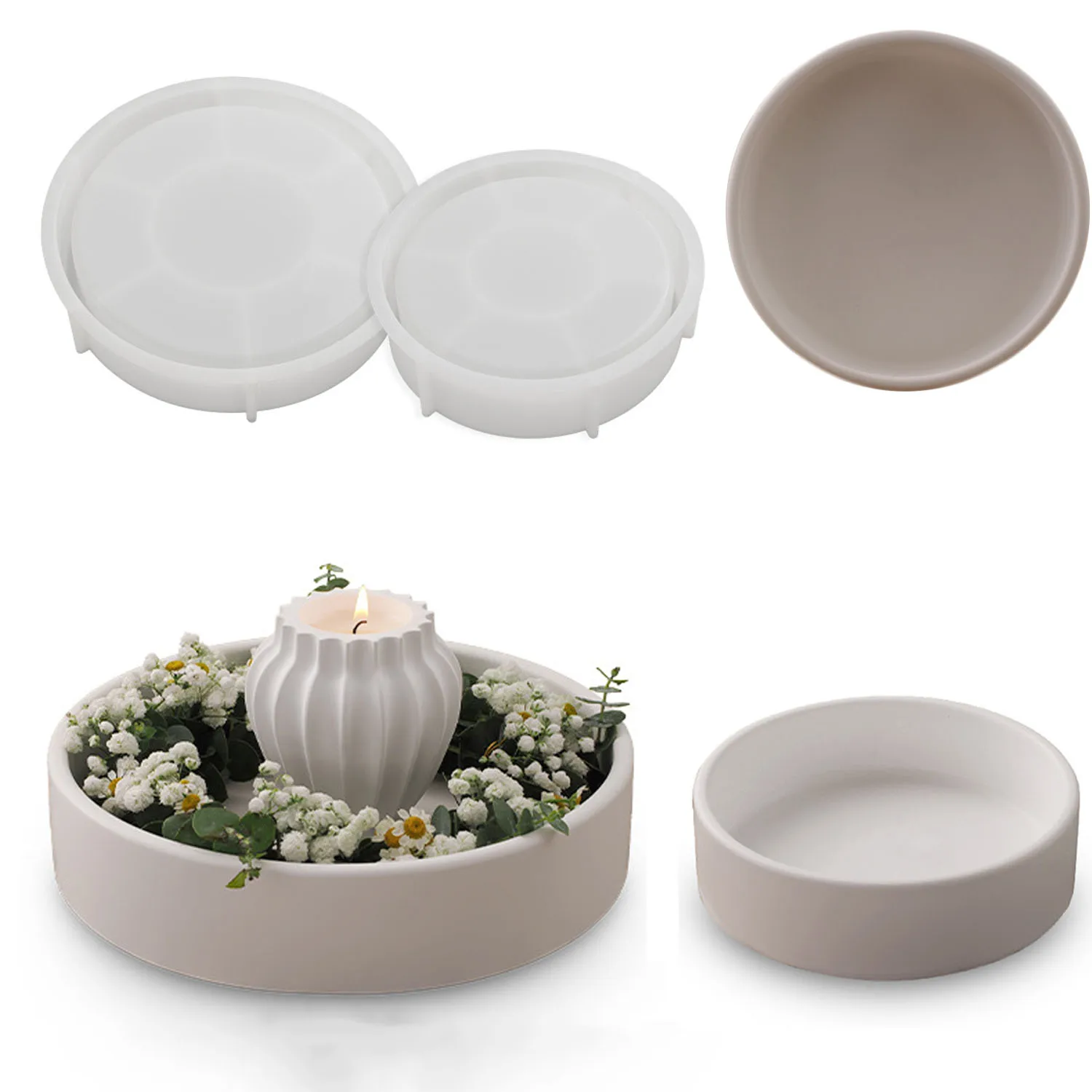 석고 냄비용 대형 실리콘 몰드, 콘크리트 양초 용기, 컵 시멘트 몰드, 크고 간단한 라운드 화분 송진 실리콘 몰드 