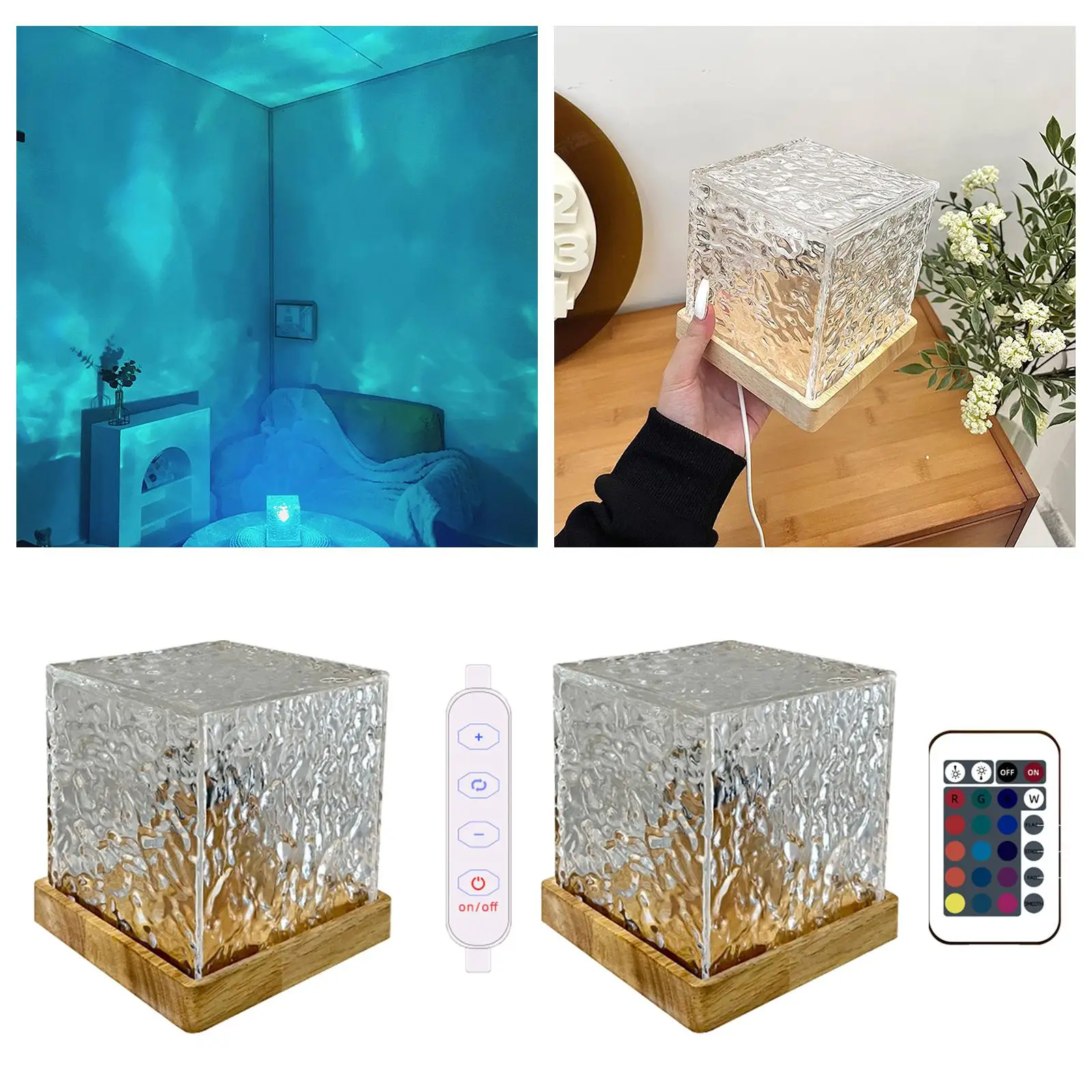 Luce notturna acrilica, luce notturna a onda d'acqua rotante dinamica, dimmerabile moderna