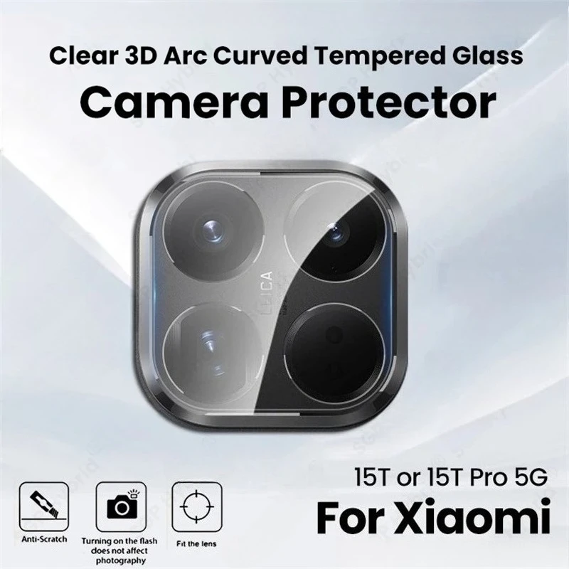 3-1Pcs 3D Clear Crystal Tempered Glass Curved Camera Lens Protector Case for Xiaomi 15T Pro Xiaomi15T Mi15T Mi15T 15 T 15TPro 5G