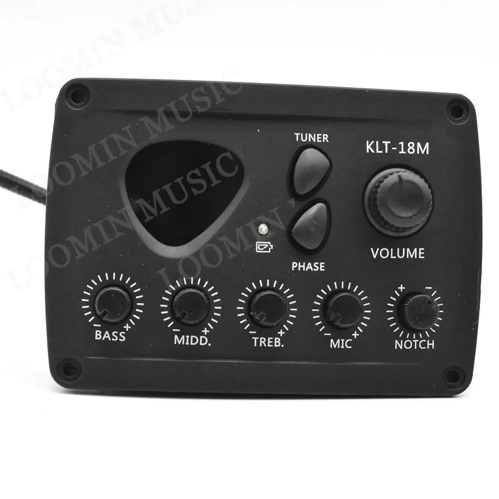 KLT-18M 3 Band Acoustic Guitar EQ Phase Tuner and Microphone Piezo Pickup for 6 Strings Wooden Guitar