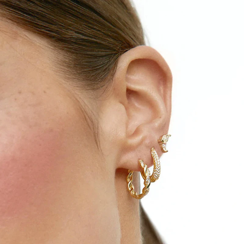 

YUXINTOME 925 Silver Ear Needles Half Circle Micro-paved Oval Hoop Earrings Simple Earrings For Women Fashion Party Jewelry Gift