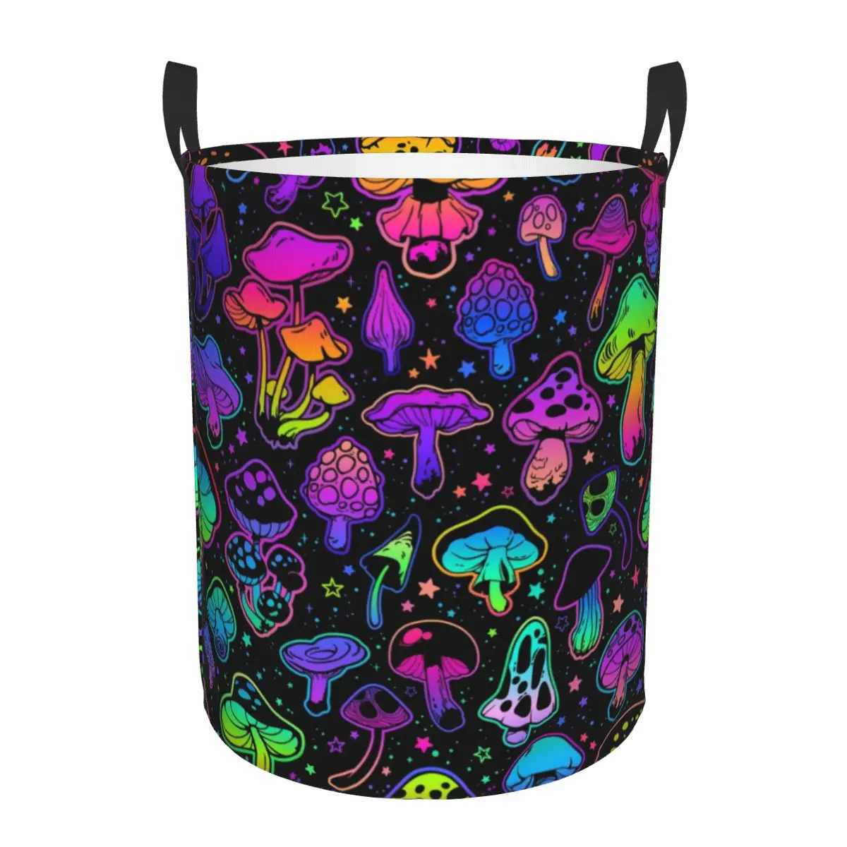 Mushroom Pattern Laundry Basket Foldable Psychedelic Magic Boho Toy Clothes Hamper Storage Bin for Kids Nursery