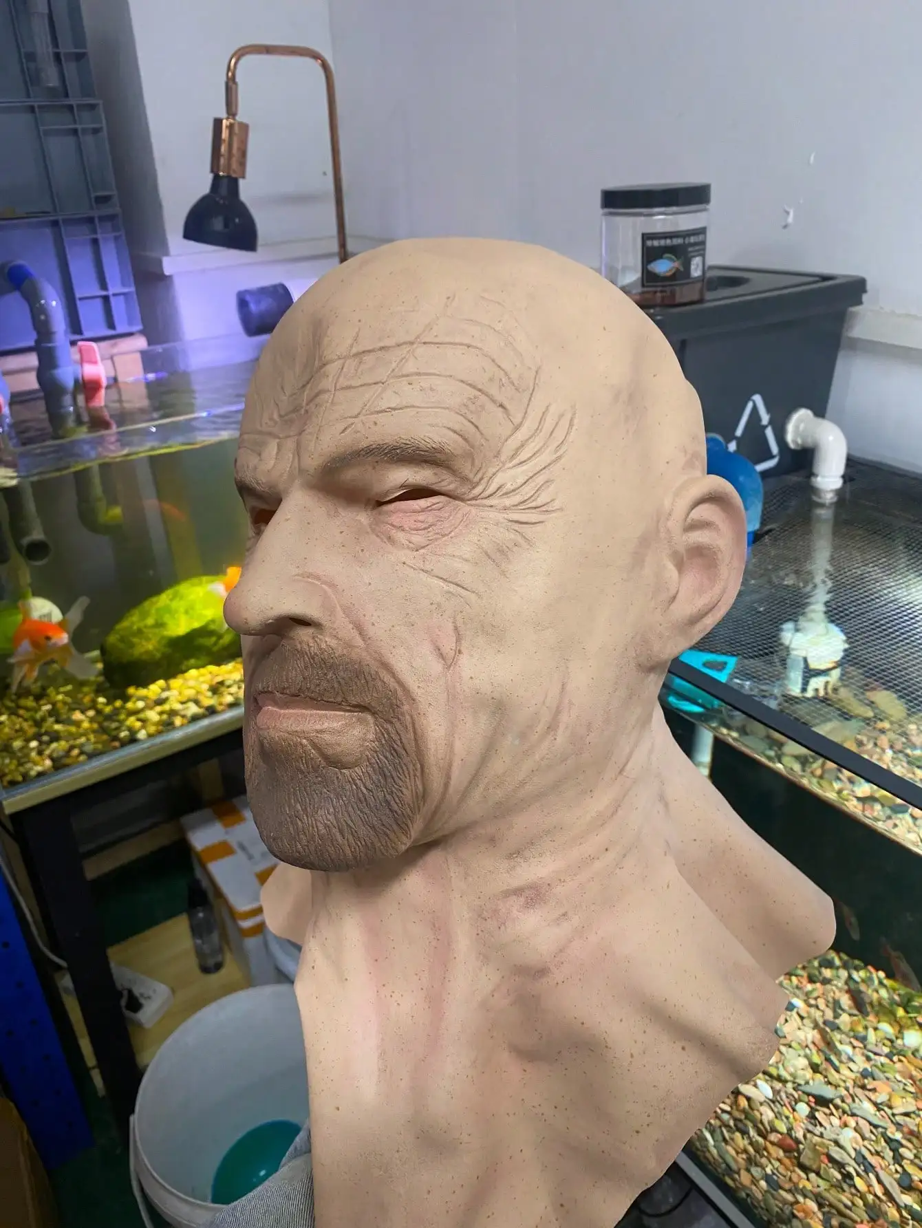 Halloween realista velho máscaras de látex homem careca máscara de látex supersoft horror rugas rosto chapelaria cosplay traje máscara