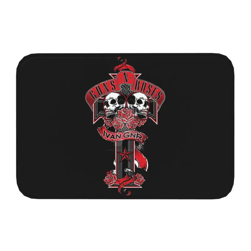 Custom Guns N Roses Bullet Logo Doormat Non-Slip Entrance Kitchen Bath Door Floor Mats Heavy Metal Toilet Rug Carpet Footpad