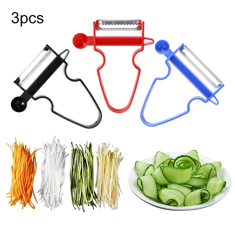 3pcs Set Slicer Shredder Peeler Multi Peel Stainless Steel Blade  Grater Kitchen Tools Magic Trio Peeler Set