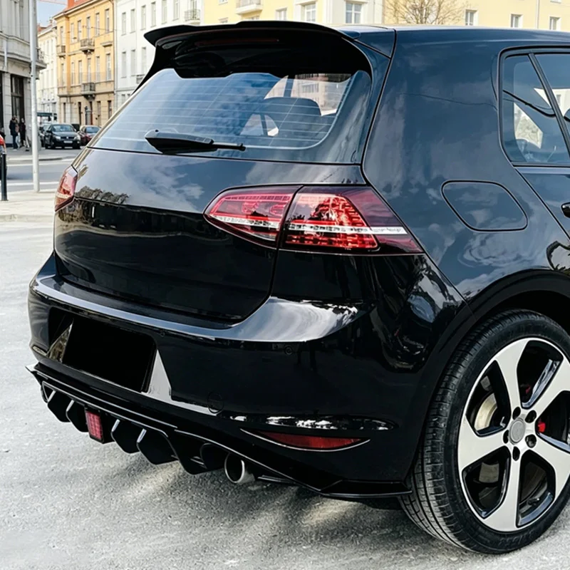 For VW Golf 7 MK7 Standard GTI GTD Hatchback 2013 2014 2015 2016 2017 Car Rear Bumper LED Diffuser Lip Splitter Lower Valance view 4
