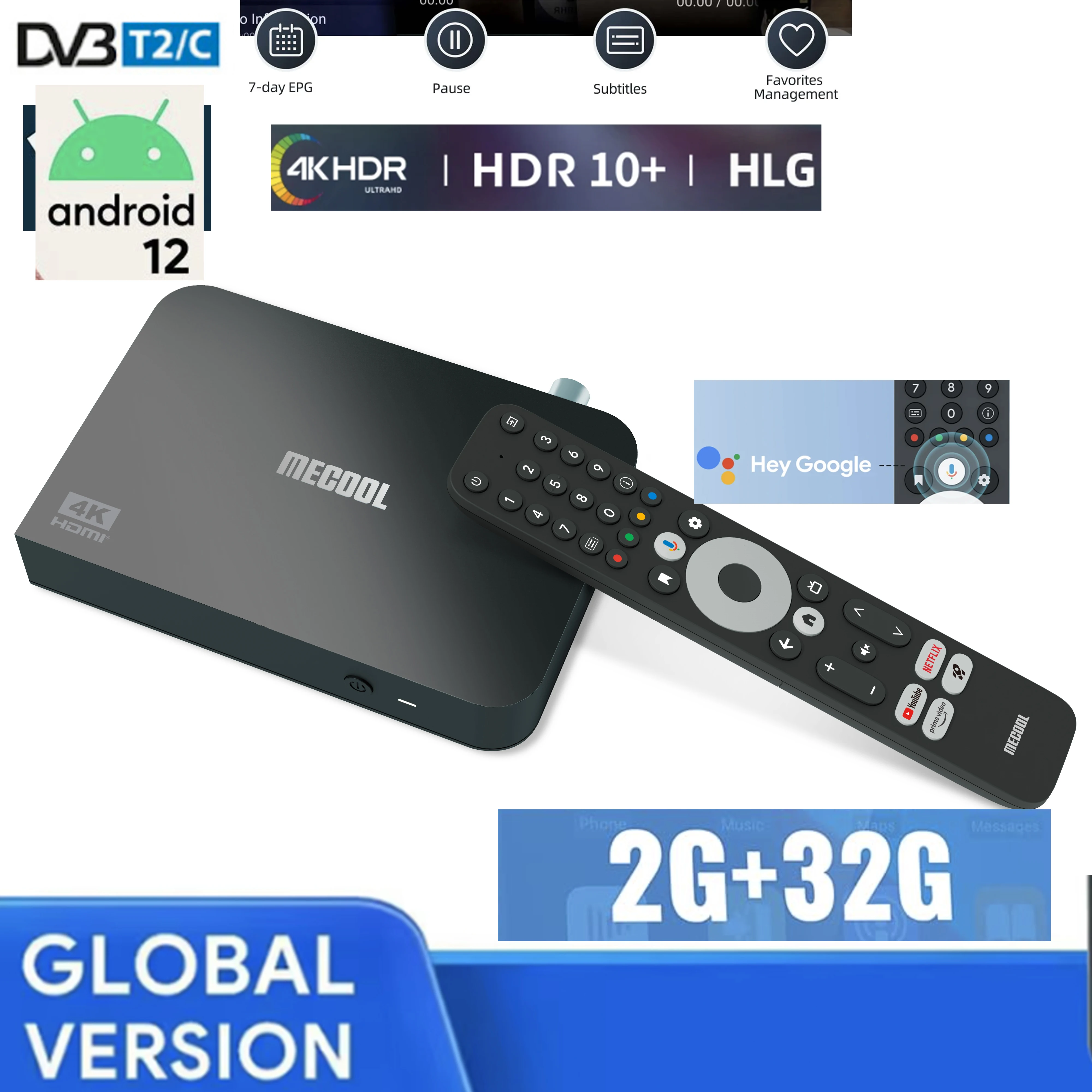 Глобальная версия MECOOL KT2 android DVB-T2 TV Box dvb t2 гибридный Amlogic S905Y4 Chromecast 2,4G и 5G wifi 4K android 12 vs KICKPI KP1