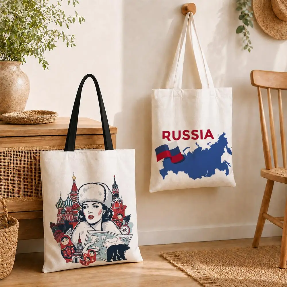 ArtSeries Russia USSR C-Culture Storage Bags Reusable Fashion Aesthetic Unique Shopping Bag Large Capacity Canvas Tote Bag