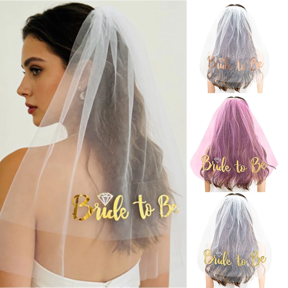 Bride To Be Veil Rose Gold Hen Do Party White Pink Veil Brides Hair Accessories Bachelorette Party Bridal Shower Decors Favors