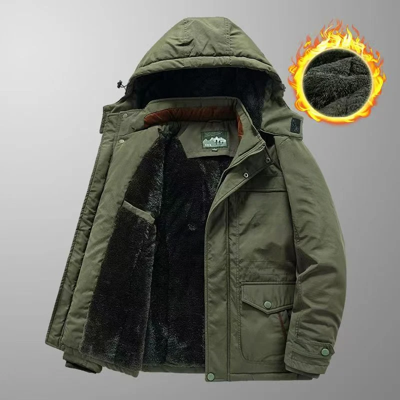 

Men's padded Clothing Autumn Winter New Thickened Windproof Warm Outdoor Adventure Cargo Hooded Coat Men Casual Plus Size Jacket