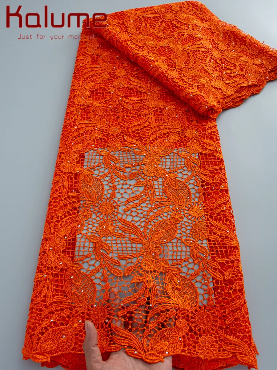 

Kalume 2026 High Quality Embroidery French Guipure Cord Lace Fabric African Lace Fabric for Nigerian Wedding Dresses F3630