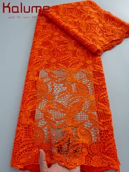 Kalume 2026 High Quality Embroidery French Guipure Cord Lace Fabric African Lace Fabric for Nigerian Wedding Dresses F3630