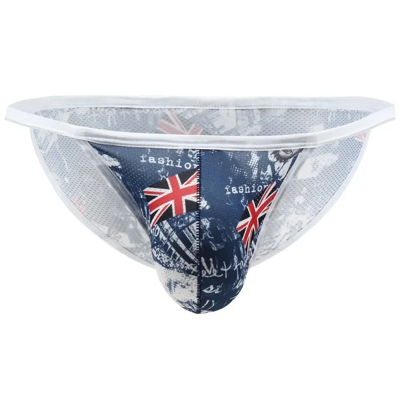 Men Briefs Print Sexy Gay Underwear High Fork Convex Pouch Panties Man Low Rise Breathable Penis Pouch Male Underpants Briefs