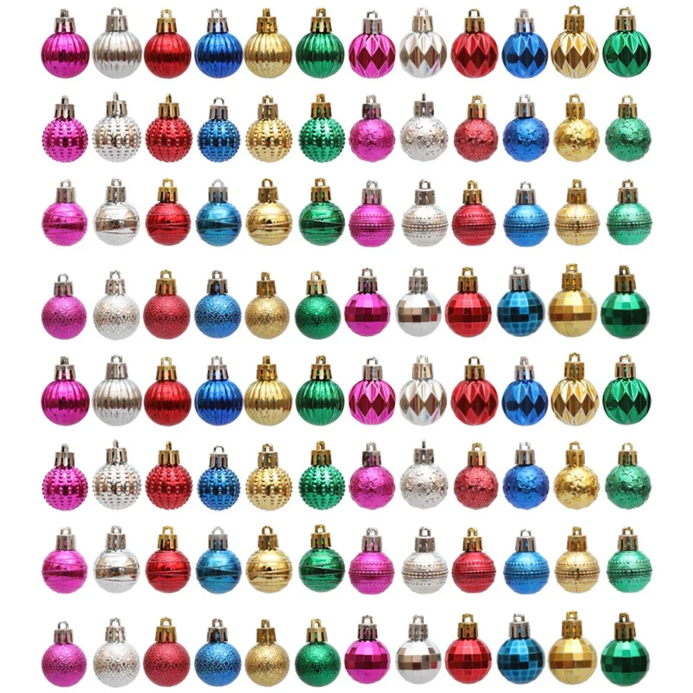 12pcs/Box Color Electroplated Ball Christmas Tree Ornament DIY Crafts Painted Plastic Christmas Gifts Boxes Pendant